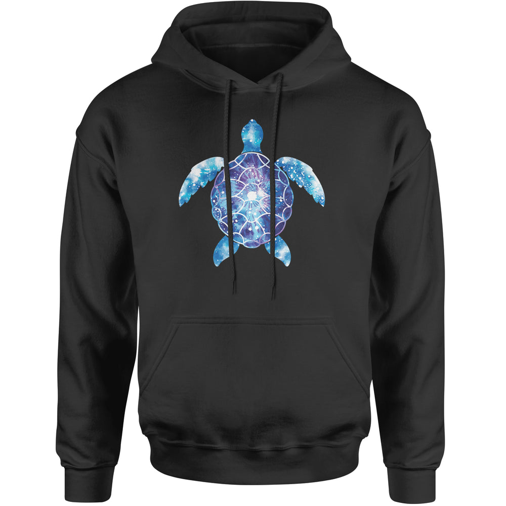 Ocean Aura Tie-Dye Sea Turtle Adult Hoodie Sweatshirt Black