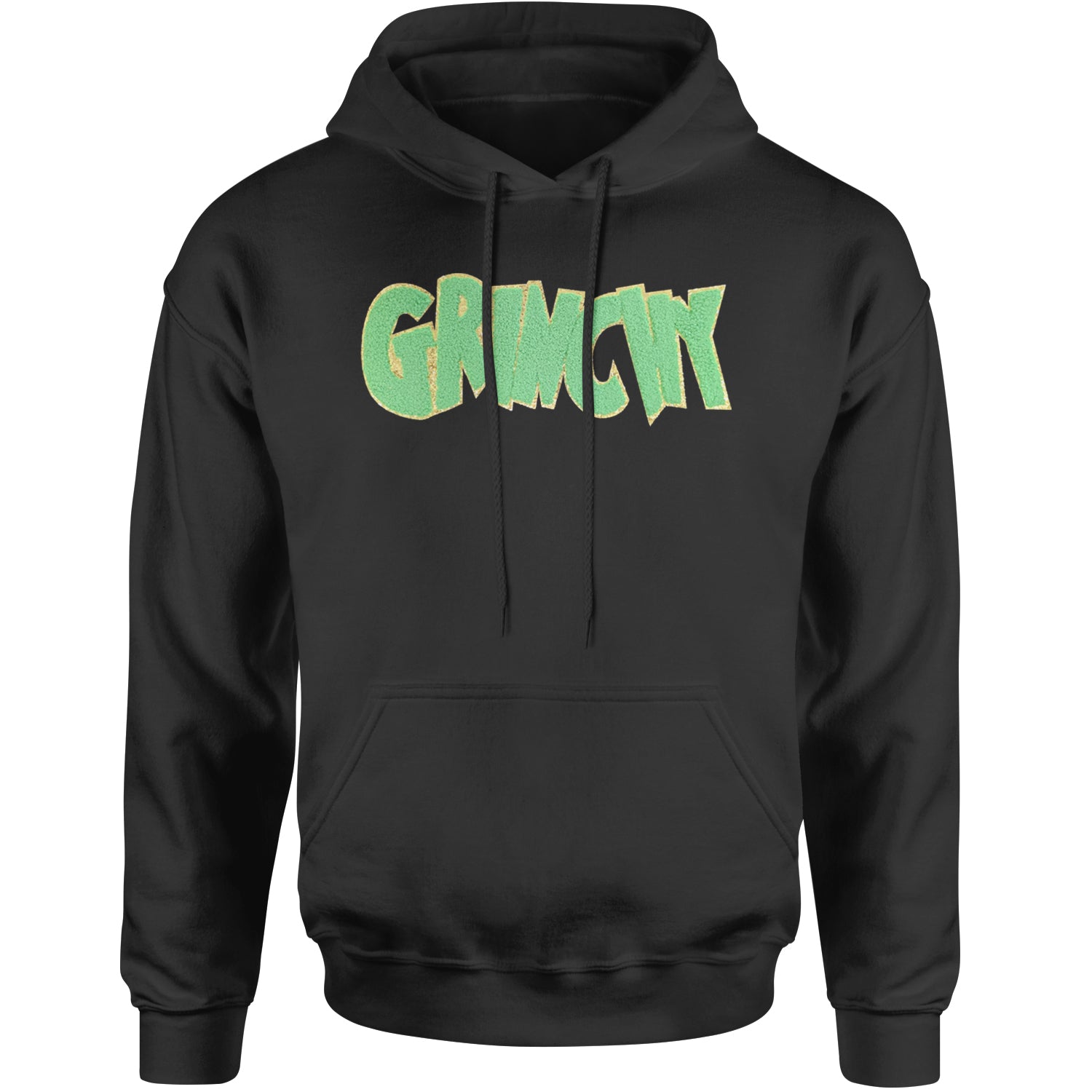 Green Gr-nchy Chenille Patch Adult Hoodie Sweatshirt Black