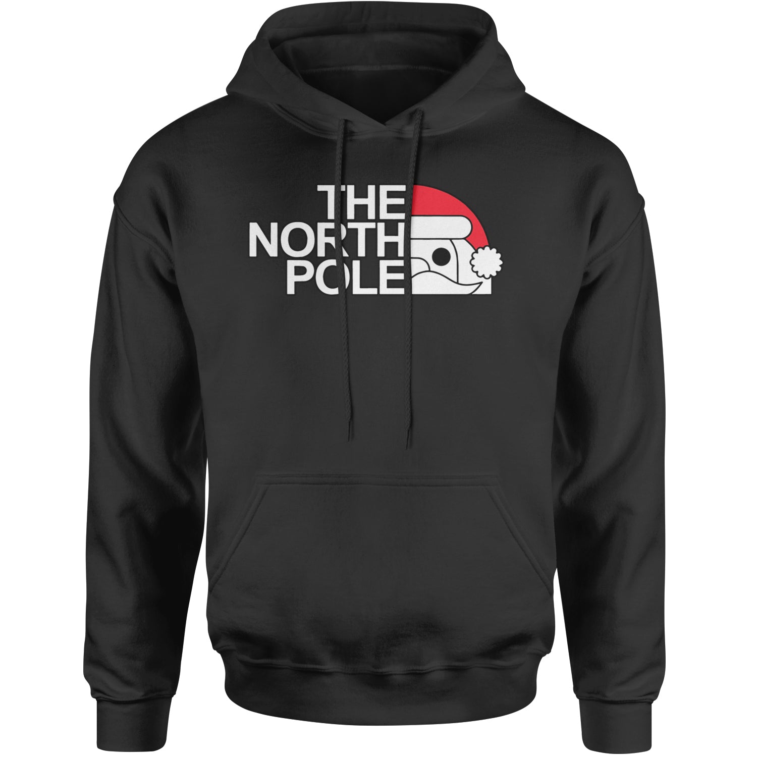 The North Pole Santa Face Adult Hoodie Sweatshirt Black