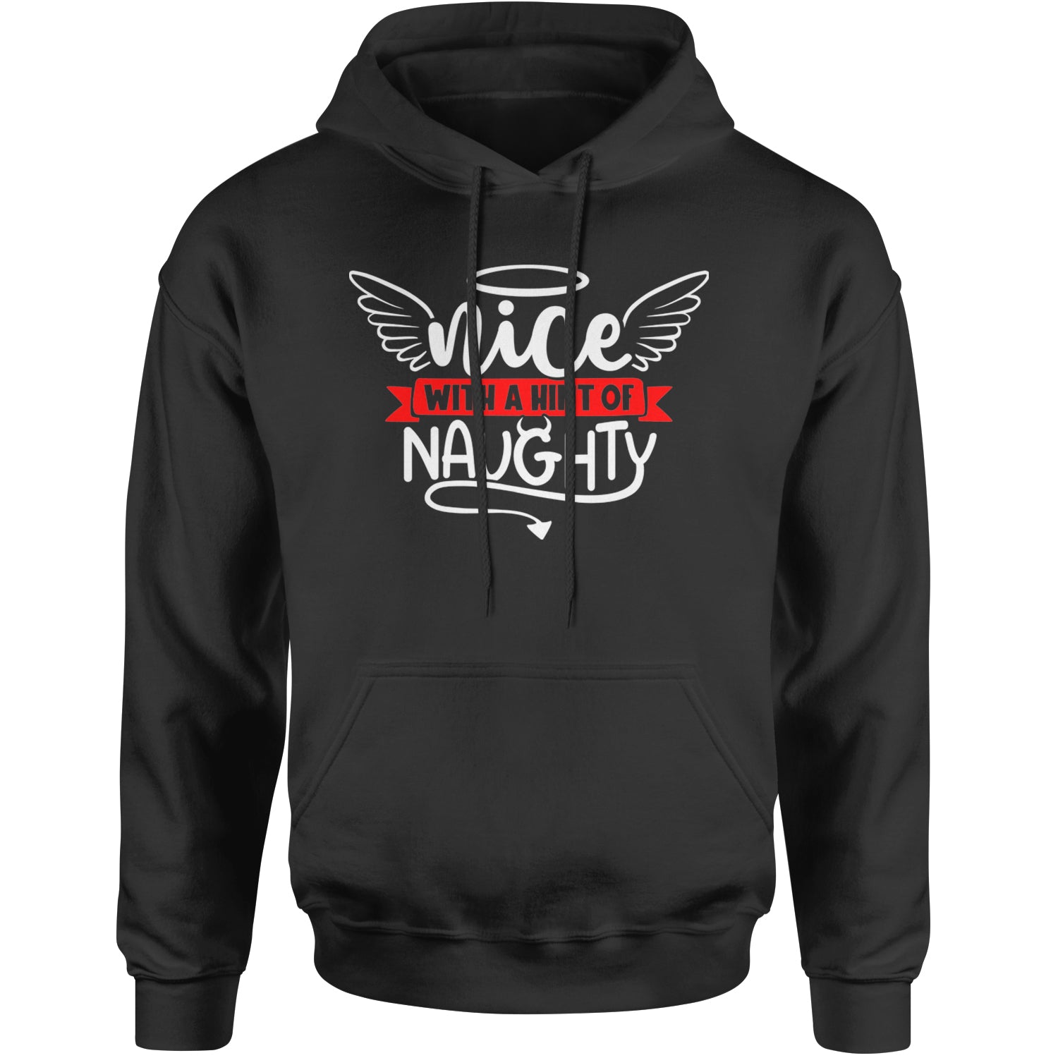 Nice with a Hint of Naughty Christmas Adult Hoodie Sweatshirt Black