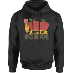 100 Days Of School Apple Pencil Adult Hoodie Sweatshirt Black
