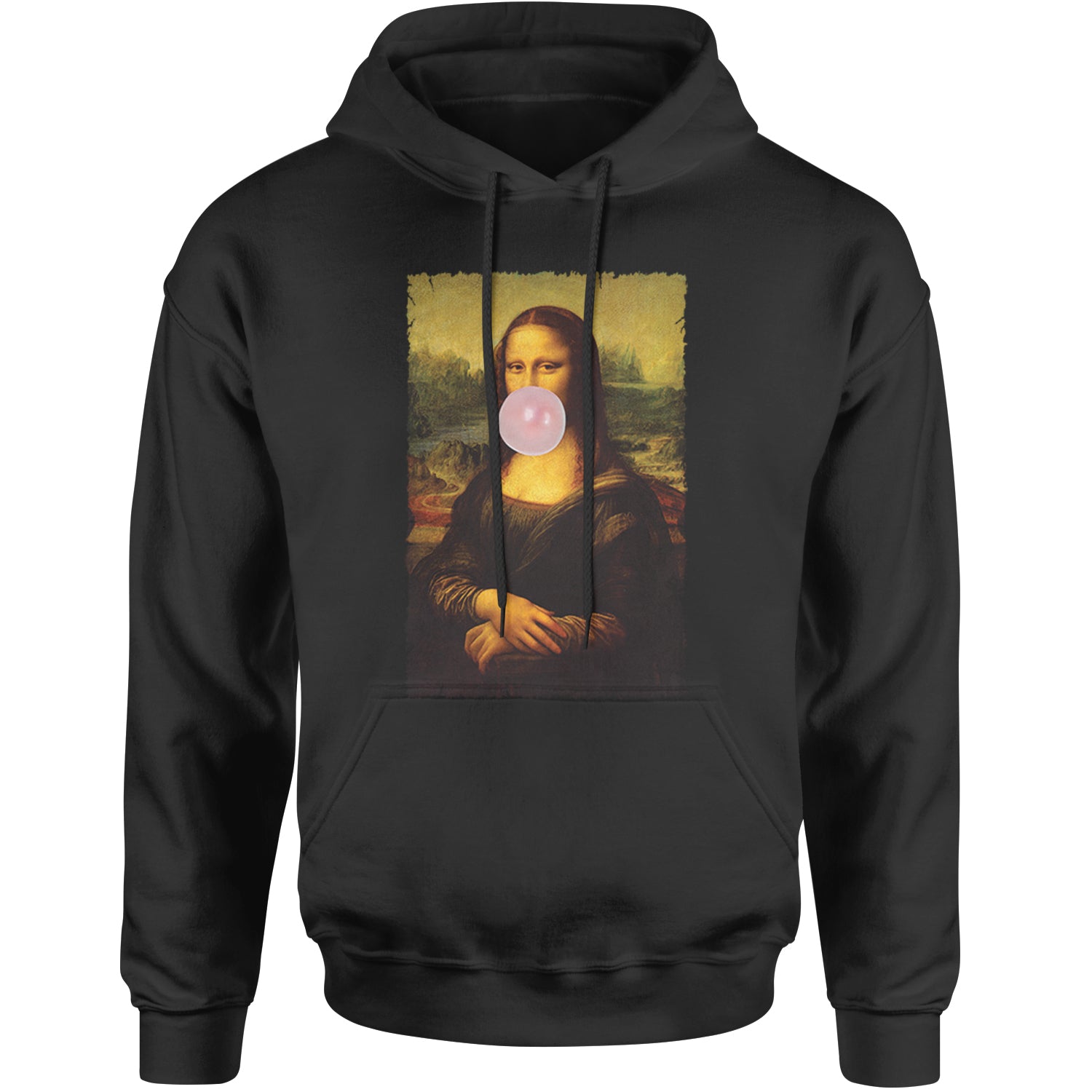 Mona Lisa Smile Pink Bubble Gum Da Vinci Icon Adult Hoodie Sweatshirt Black