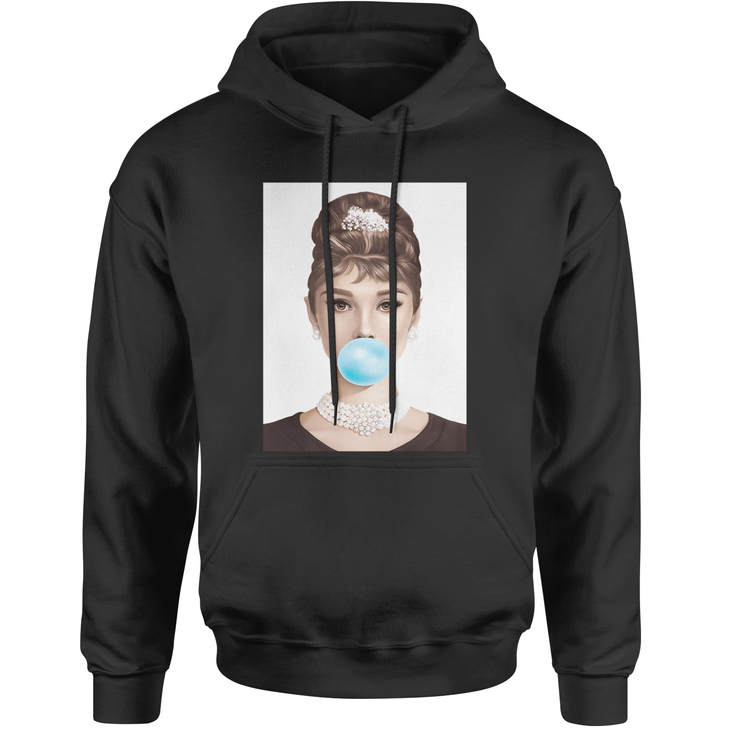 Audrey Hepburn Chewing Bubble Gum American Icon Adult Hoodie Sweatshirt Black