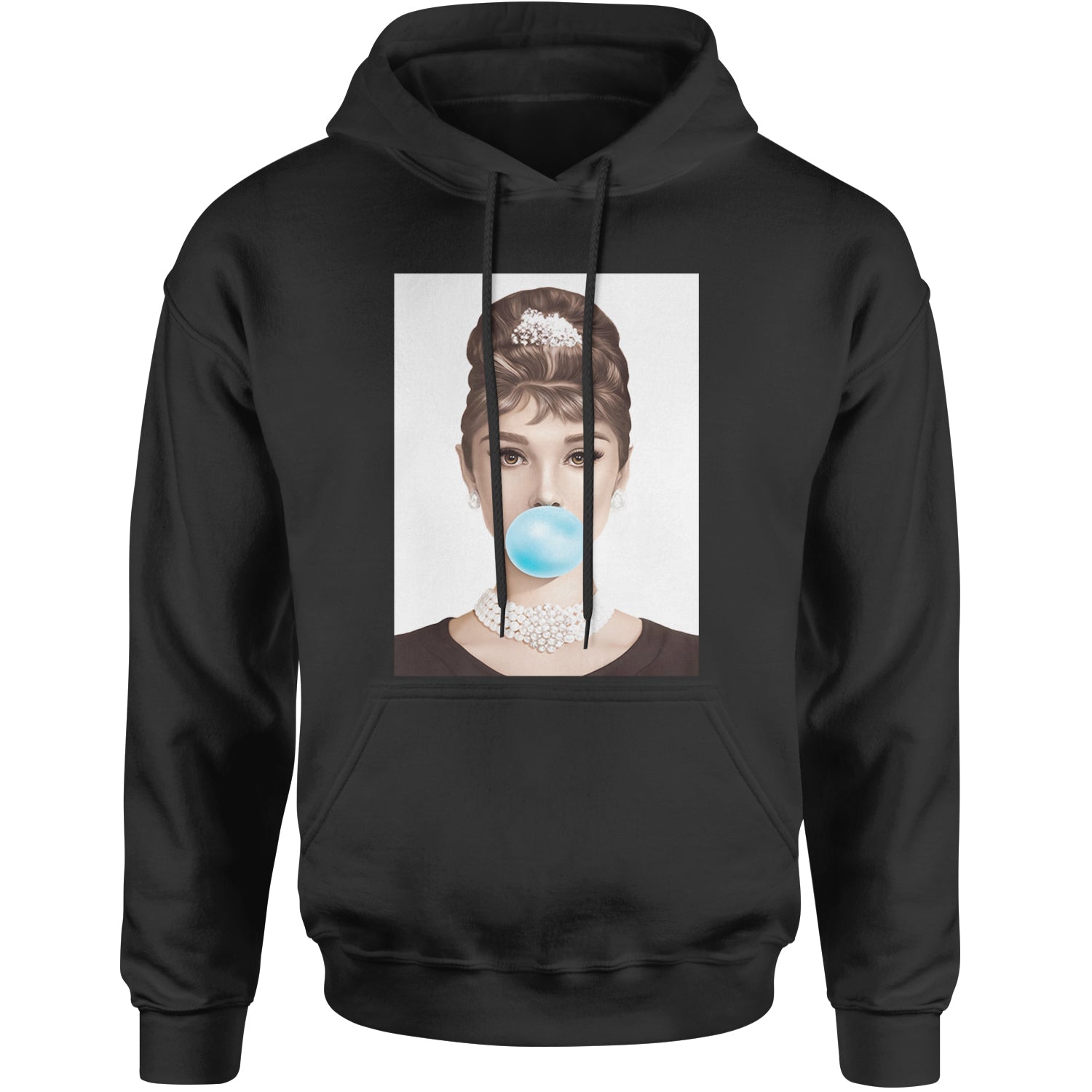 Audrey Hepburn Chewing Bubble Gum American Icon Adult Hoodie Sweatshirt Black