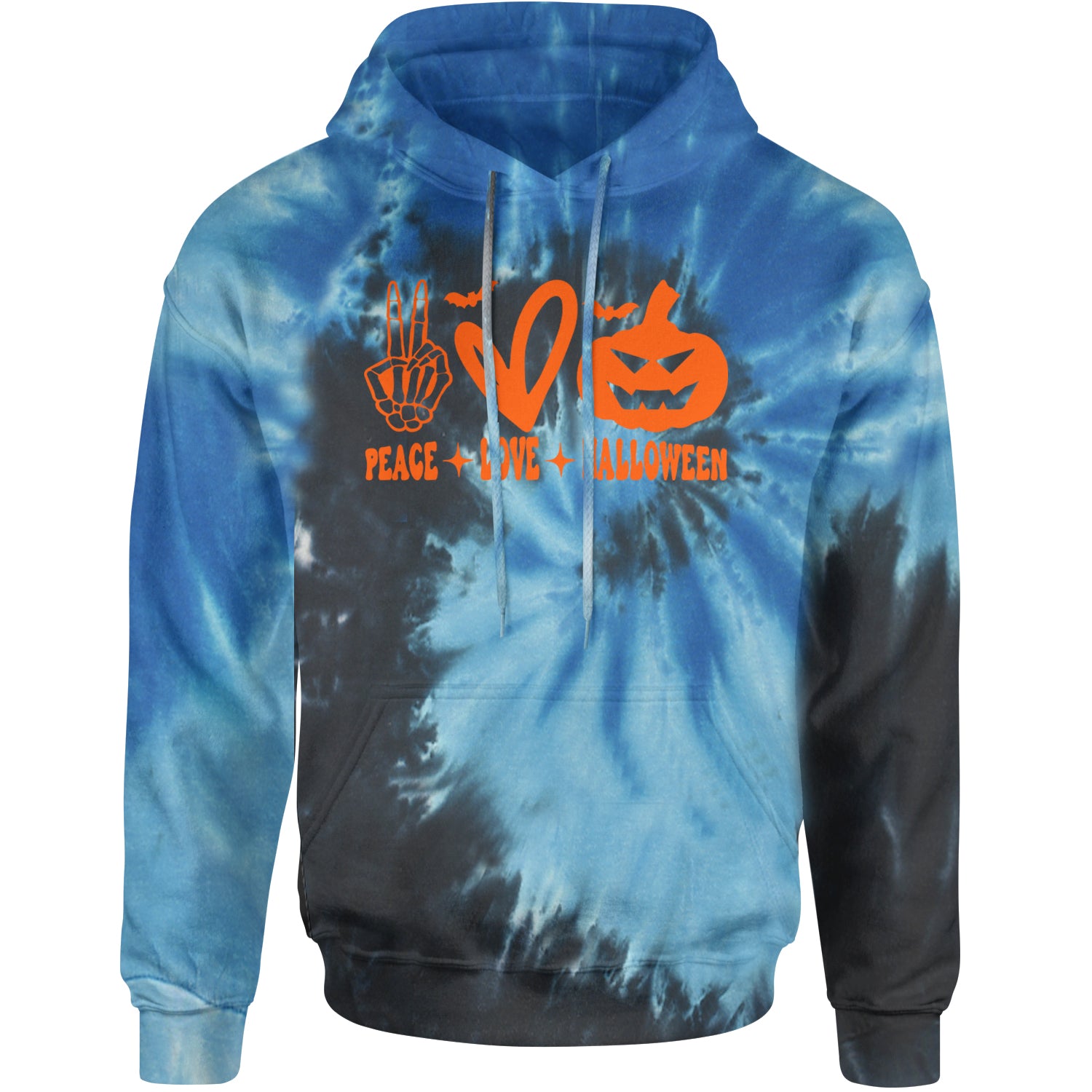 Peace, Love and Halloween Adult Hoodie Sweatshirt Blue Ocean