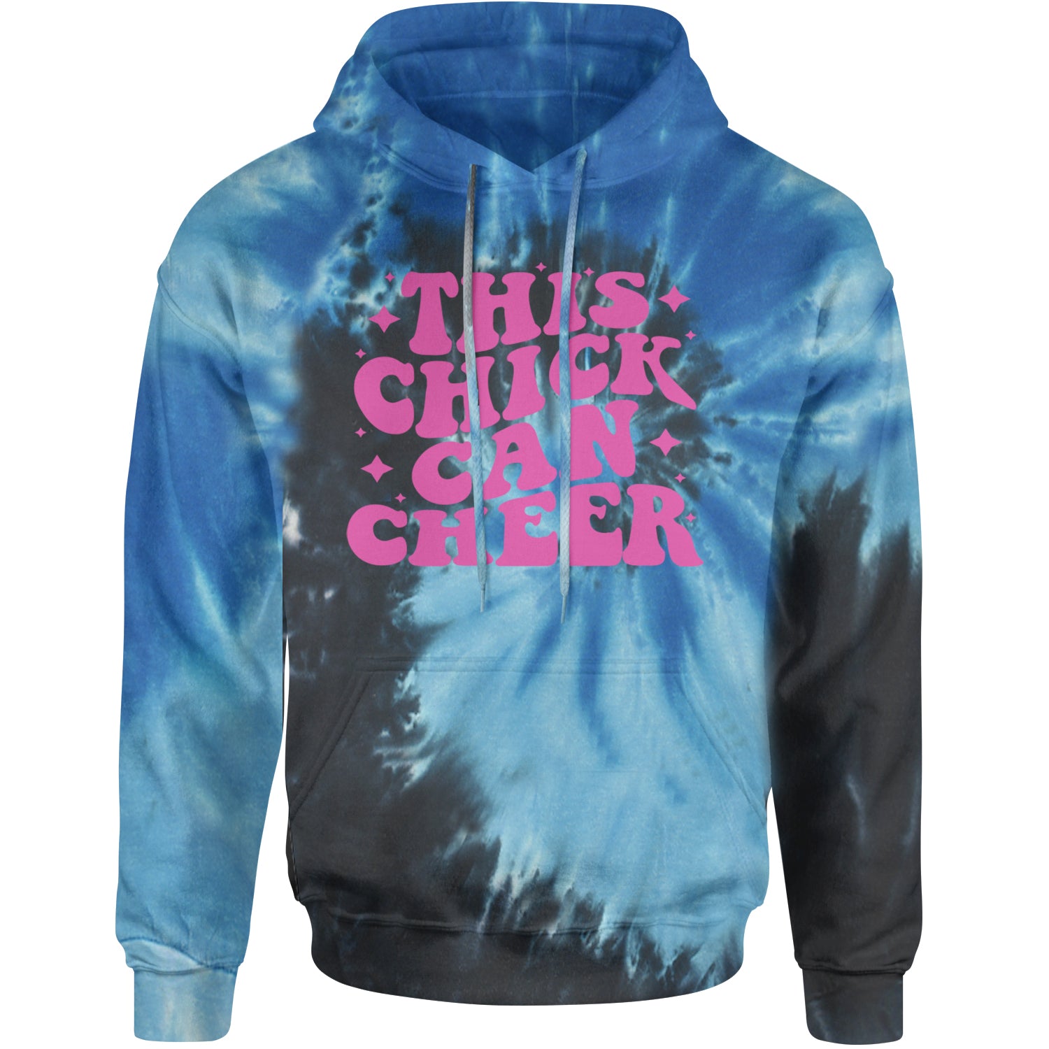 This Chick Can Cheer Adult Hoodie Sweatshirt Blue Ocean