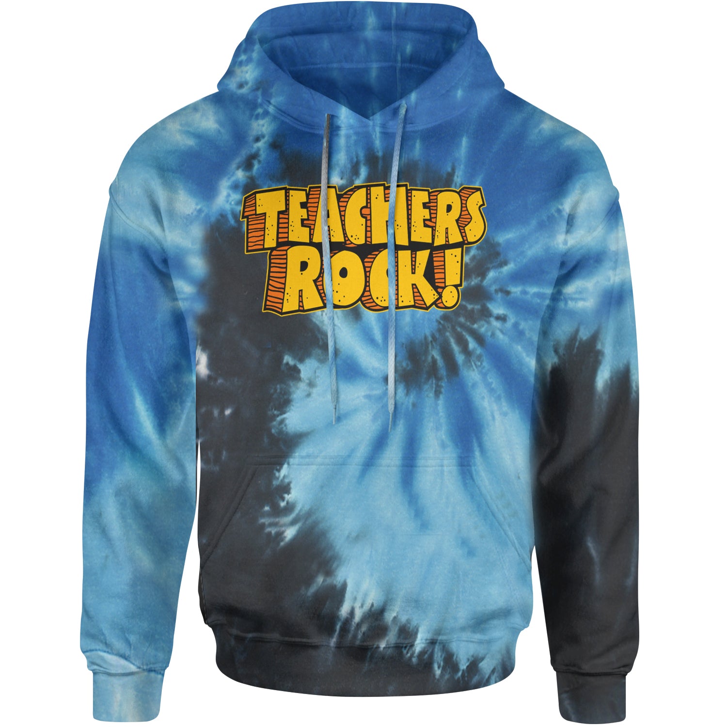 Teachers Rock Retro Adult Hoodie Sweatshirt Blue Ocean