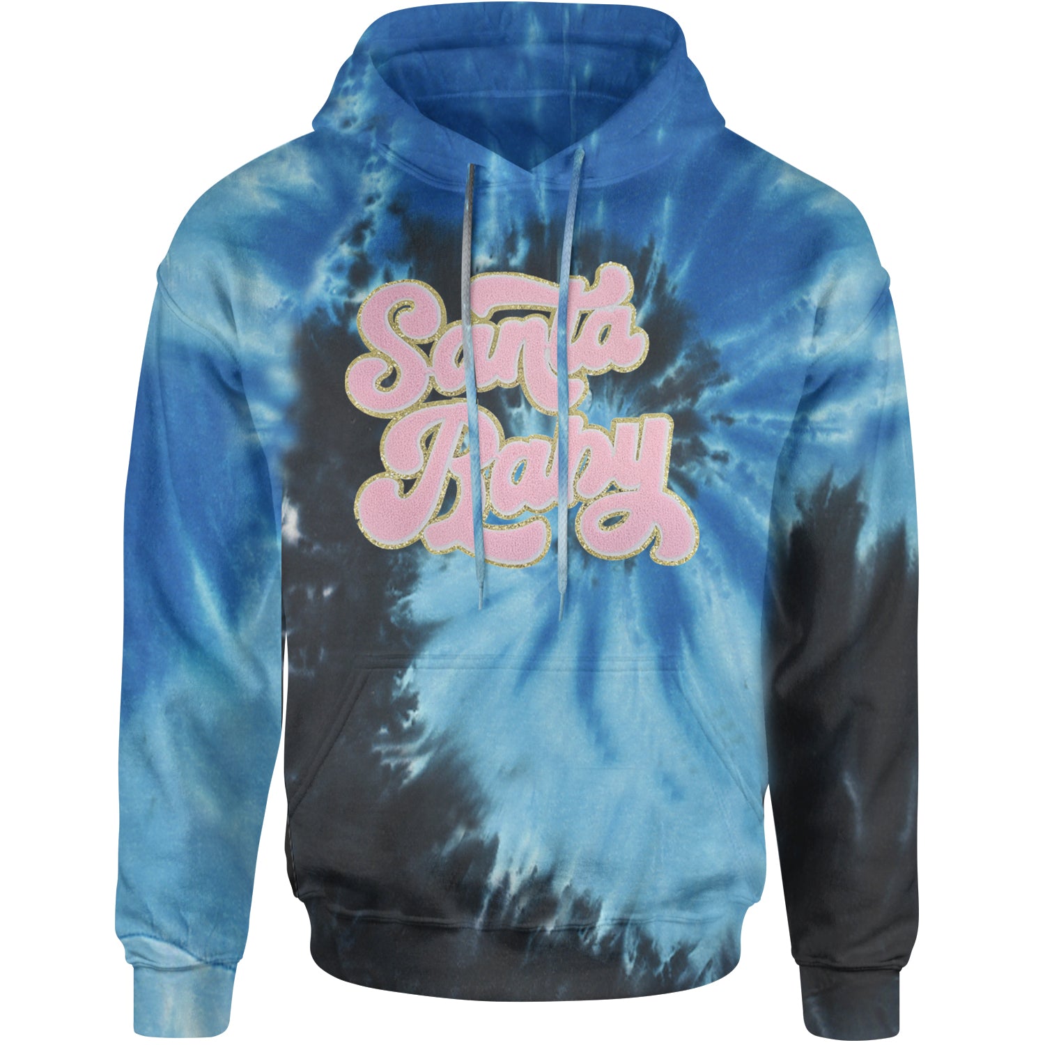 Pink Santa Baby Chenille Patch Adult Hoodie Sweatshirt Blue Ocean