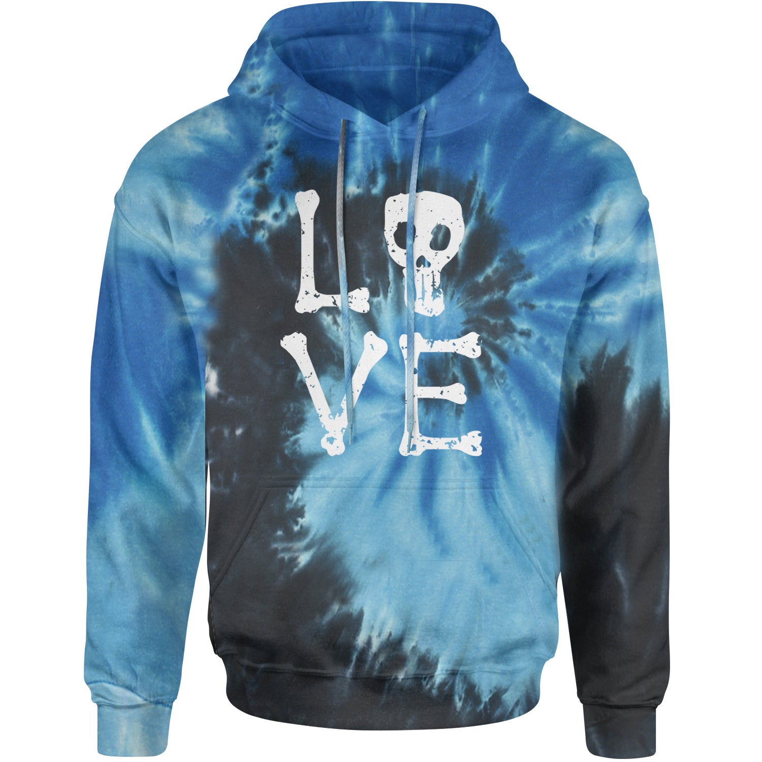 Love Skeleton Bones Adult Hoodie Sweatshirt Blue Ocean