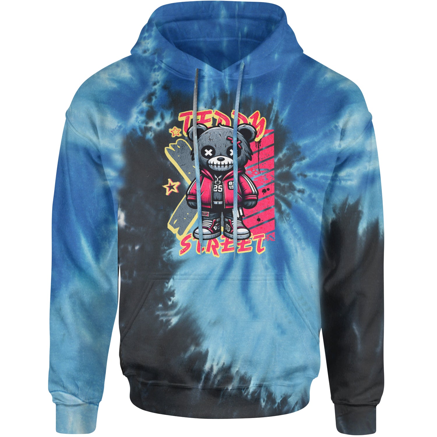 Teddy Attitude Urban Graffiti Bear Adult Hoodie Sweatshirt Blue Ocean