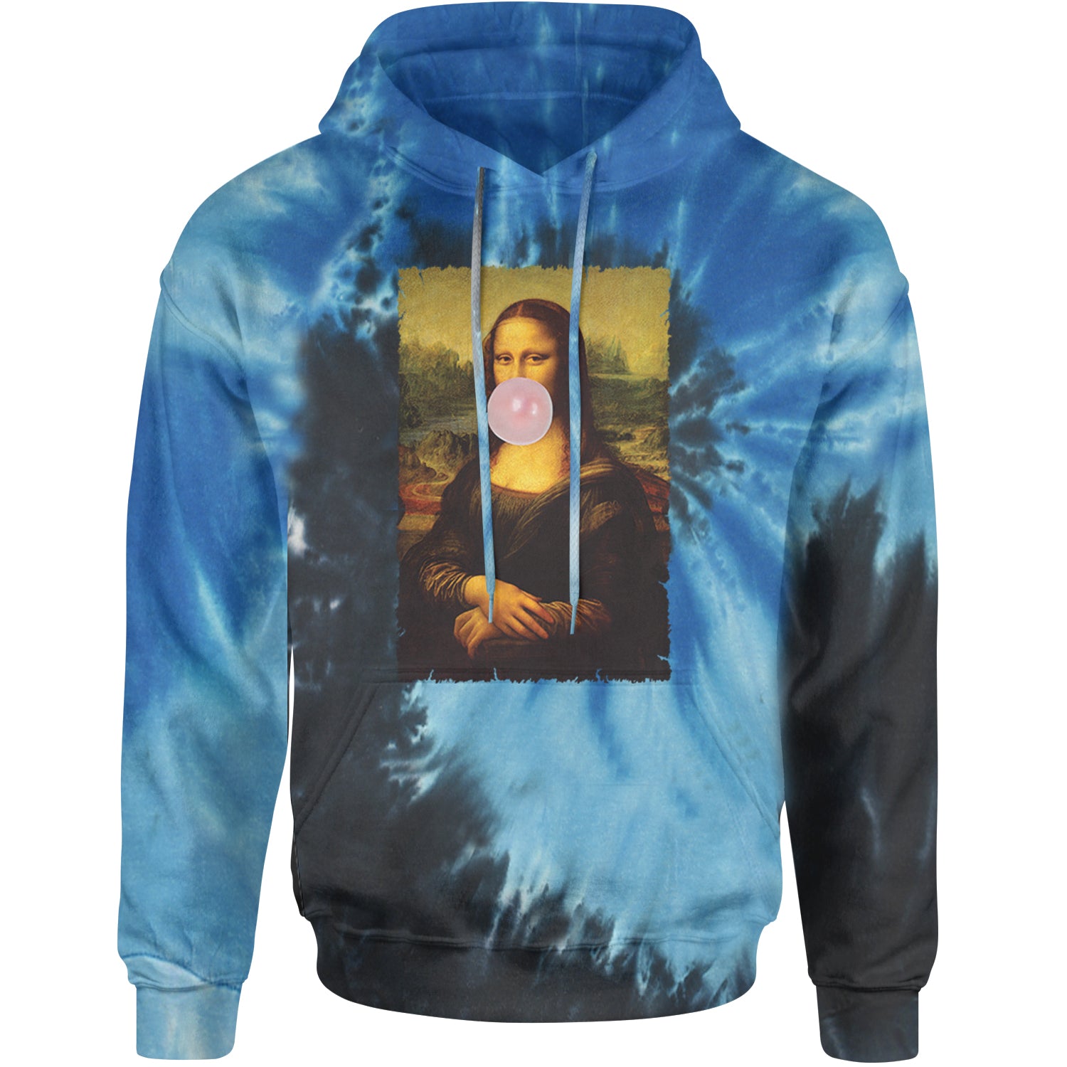 Mona Lisa Smile Pink Bubble Gum Da Vinci Icon Adult Hoodie Sweatshirt Blue Ocean