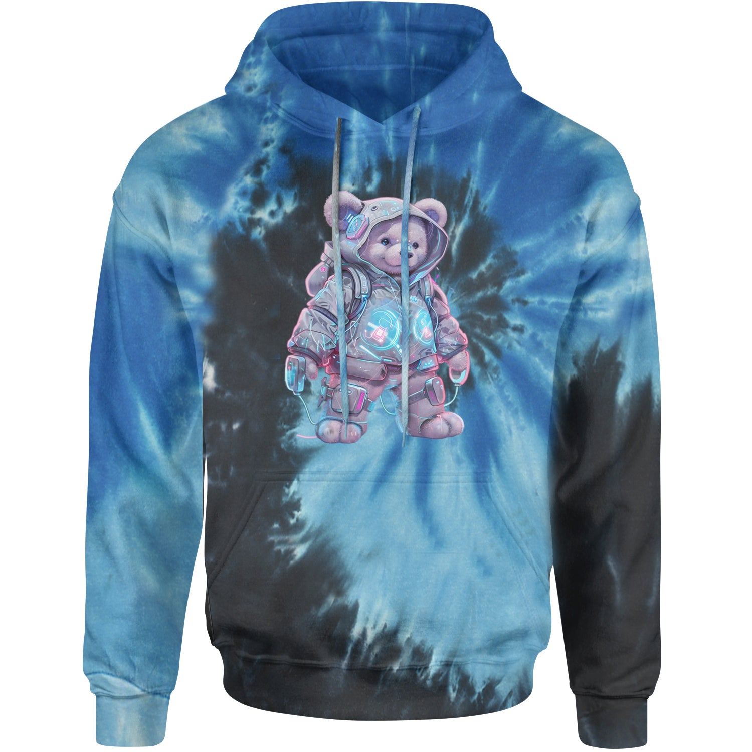 Cyberpunk Adventure Urban Graffiti Bear Adult Hoodie Sweatshirt Blue Ocean