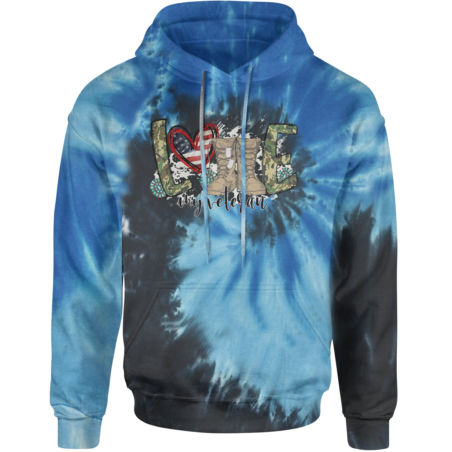 Love My Veteran Honor Veterans Day Adult Hoodie Sweatshirt Blue Ocean