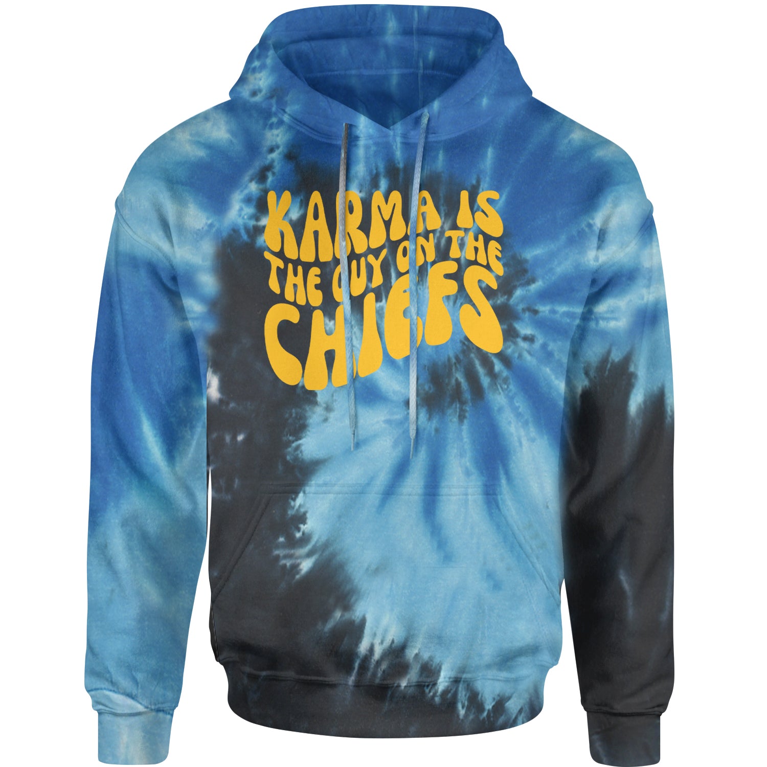 Karma Is The Guy On The Chiefs Boyfriend Adult Hoodie Sweatshirt Blue Ocean