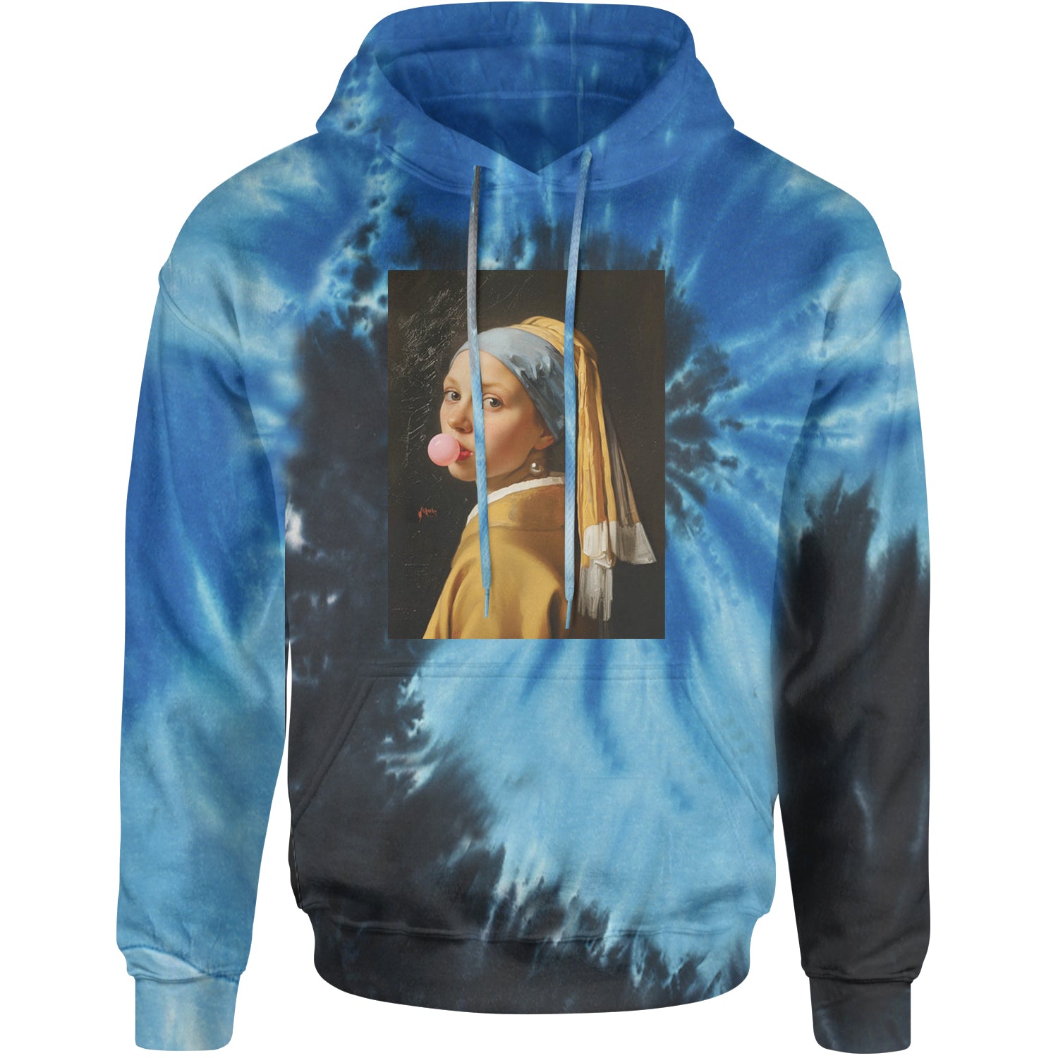 Girl with a Pearl Earring Bubble Gum Contemporary Art Adult Hoodie Sweatshirt Blue Ocean