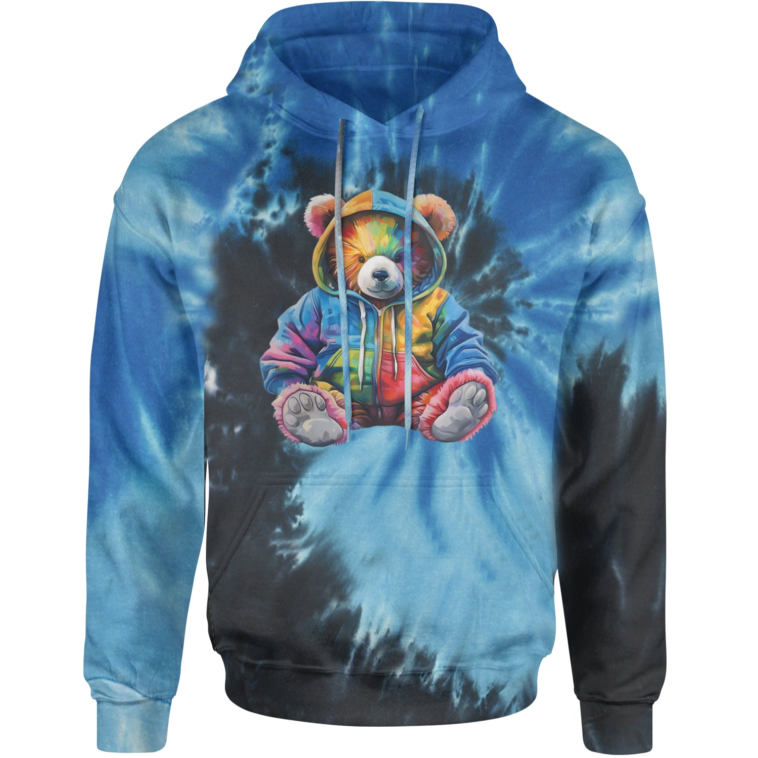 Rainbow Streetwear Urban Graffiti Bear Adult Hoodie Sweatshirt Blue Ocean