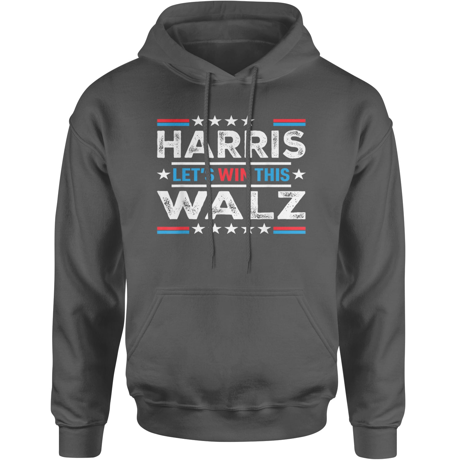 Kamala Harris and Tim Walz For President Adult Hoodie Sweatshirt Charcoal Grey