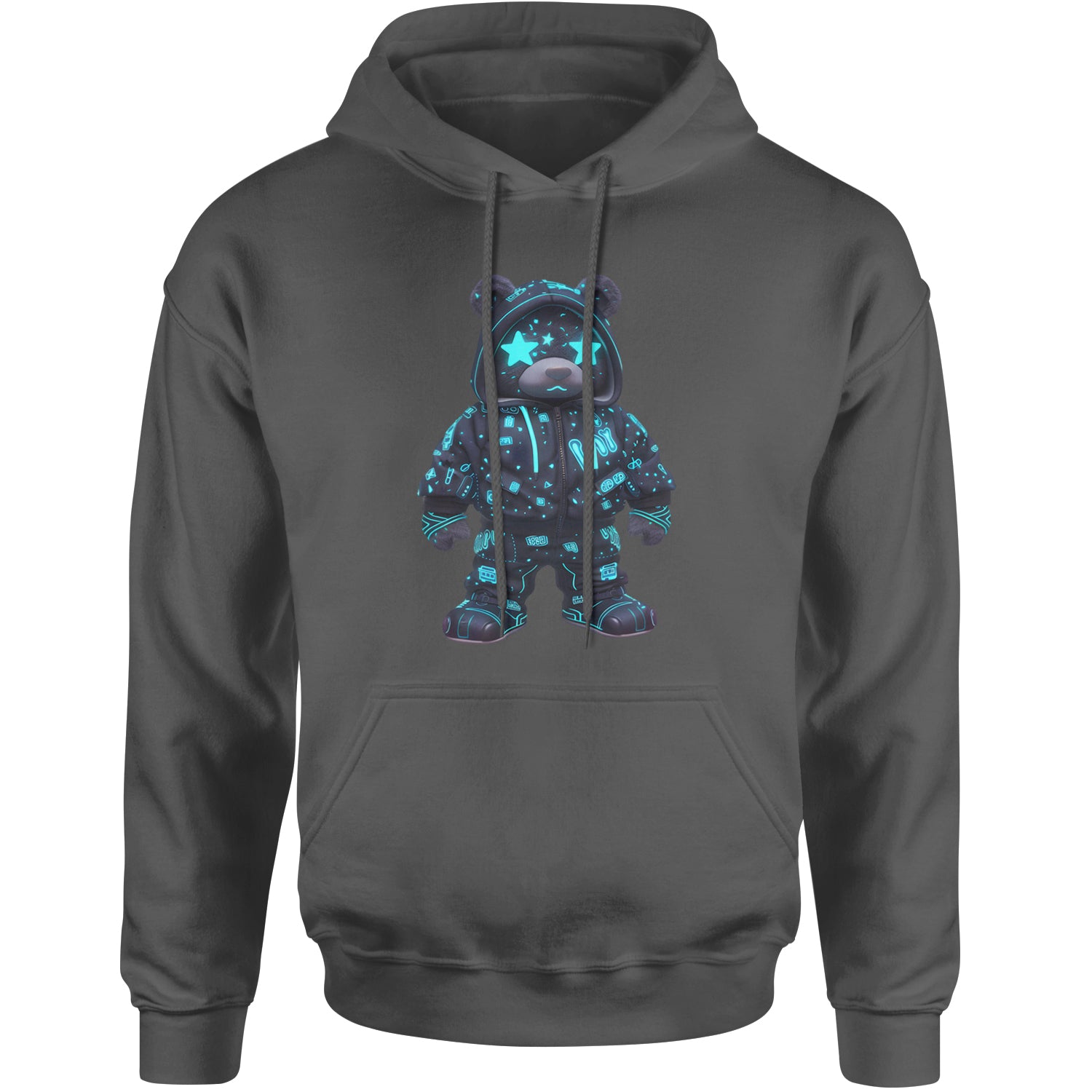 Starry Eyed Vaporwave Urban Graffiti Bear Adult Hoodie Sweatshirt Black