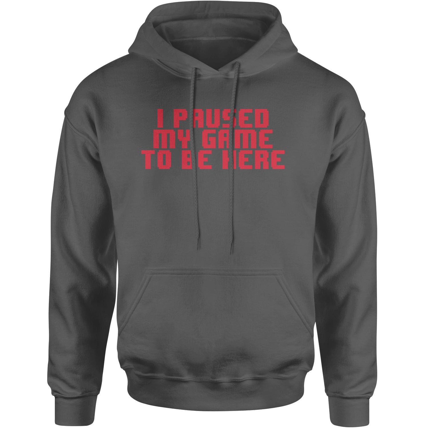 I Paused My Game To Be Here Funny Video Gamer Adult Hoodie Sweatshirt Charcoal Grey