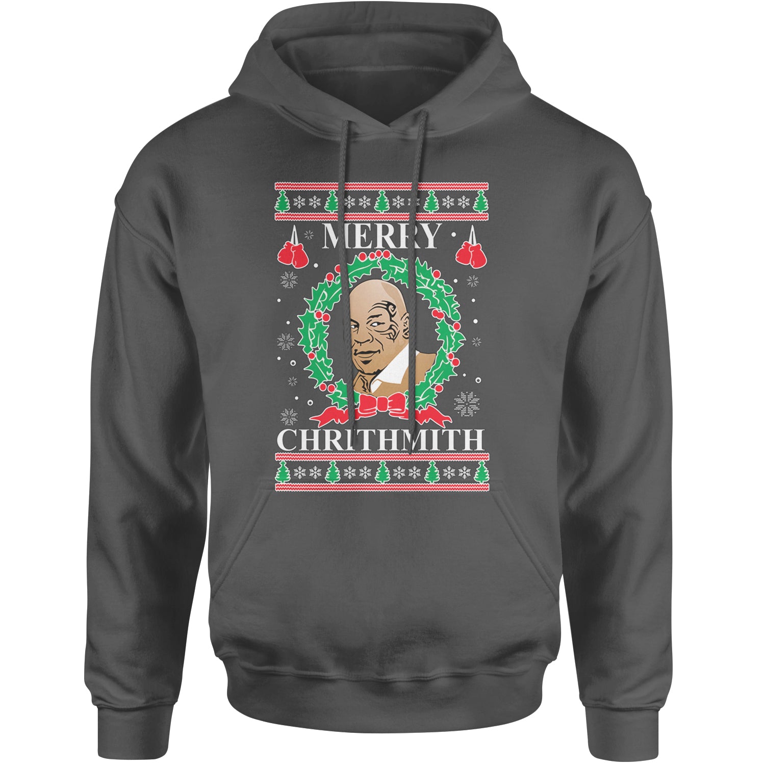 Merry Chrithmith Ugly Christmas Adult Hoodie Sweatshirt Charcoal Grey