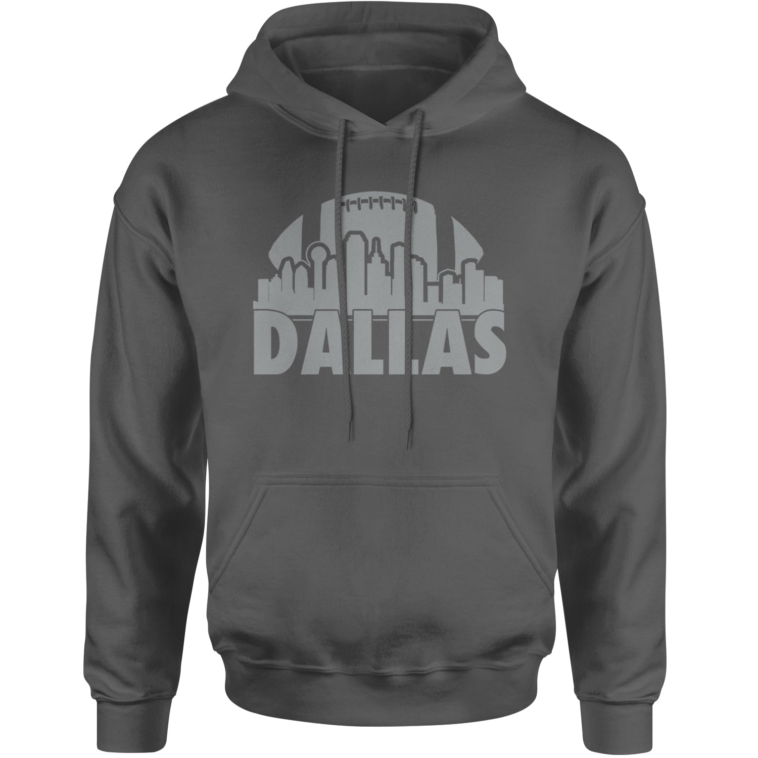 Dallas Texas Skyline Adult Hoodie Sweatshirt Charcoal Grey