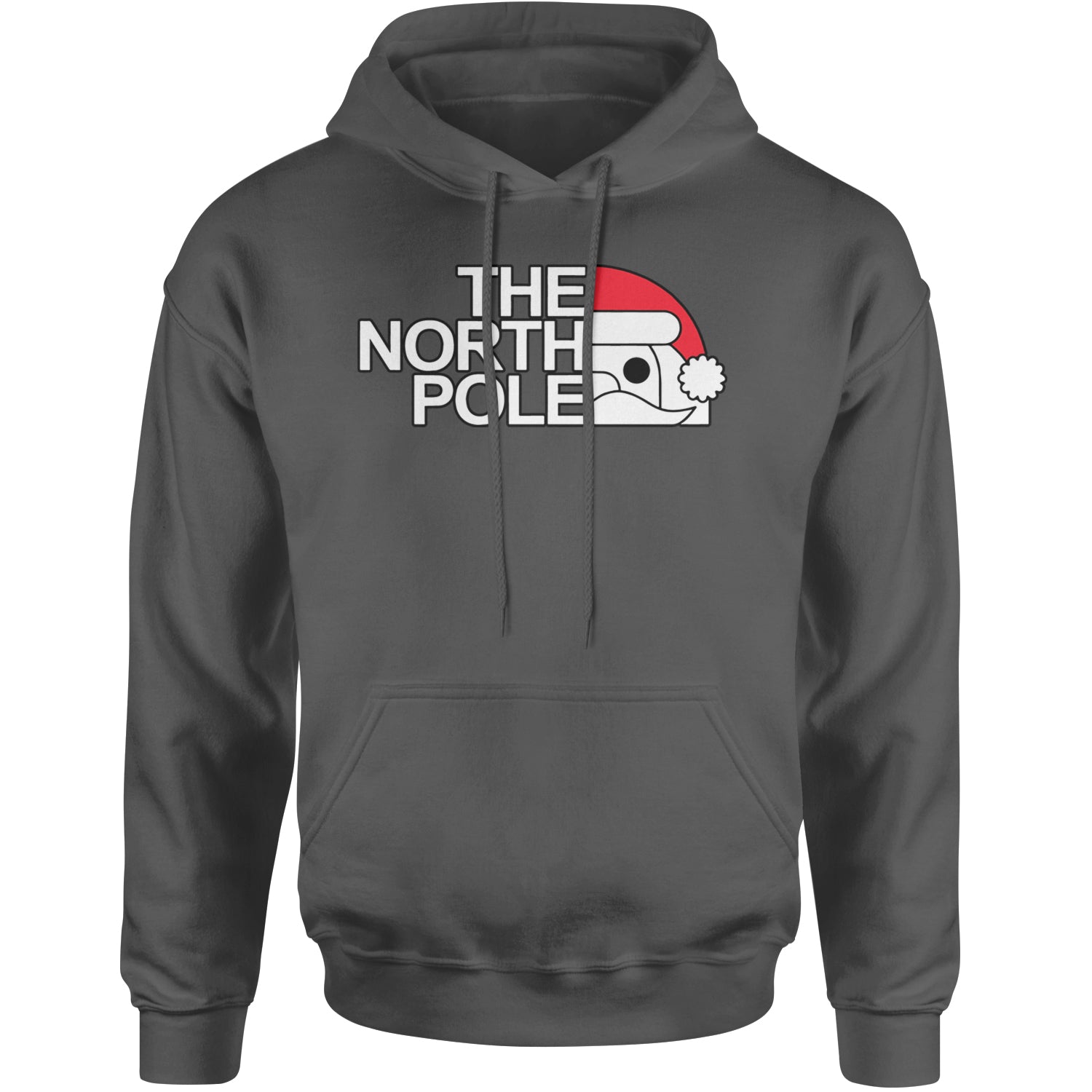 The North Pole Santa Face Adult Hoodie Sweatshirt Charcoal Grey