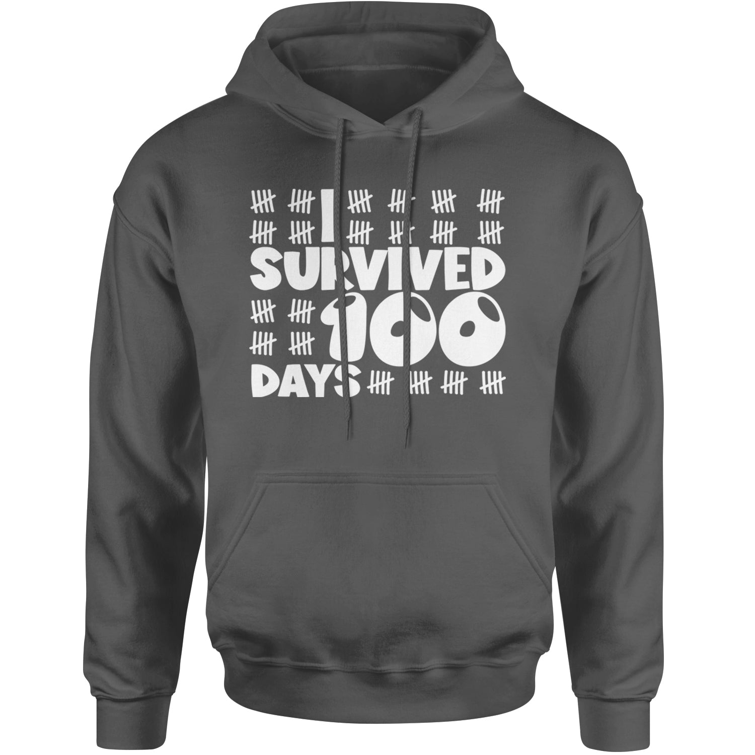 I Survived 100 Days Tally Marks Adult Hoodie Sweatshirt Black