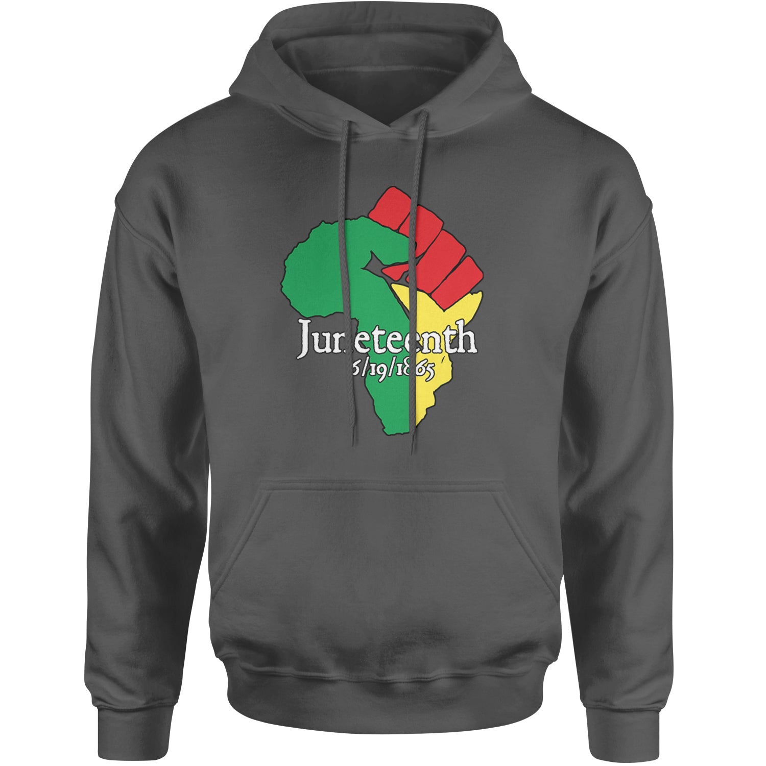 Juneteenth Raised Fist Africa Celebrate Emancipation Day Adult Hoodie Sweatshirt Charcoal Grey