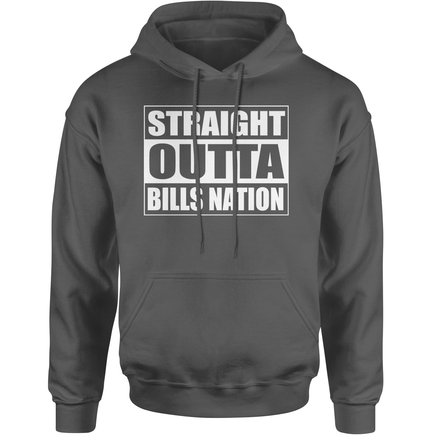 Straight Outta Bills Nation  Adult Hoodie Sweatshirt Charcoal Grey