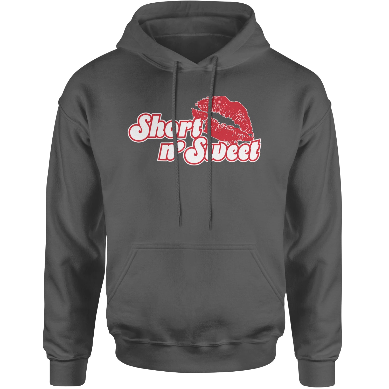 Short N' Sweet Red Lips Adult Hoodie Sweatshirt Charcoal Grey