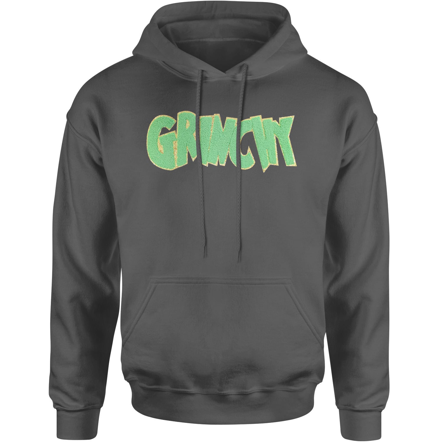 Green Gr-nchy Chenille Patch Adult Hoodie Sweatshirt Black