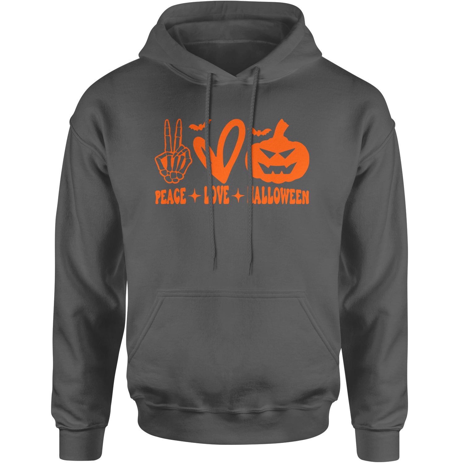 Peace, Love and Halloween Adult Hoodie Sweatshirt Black