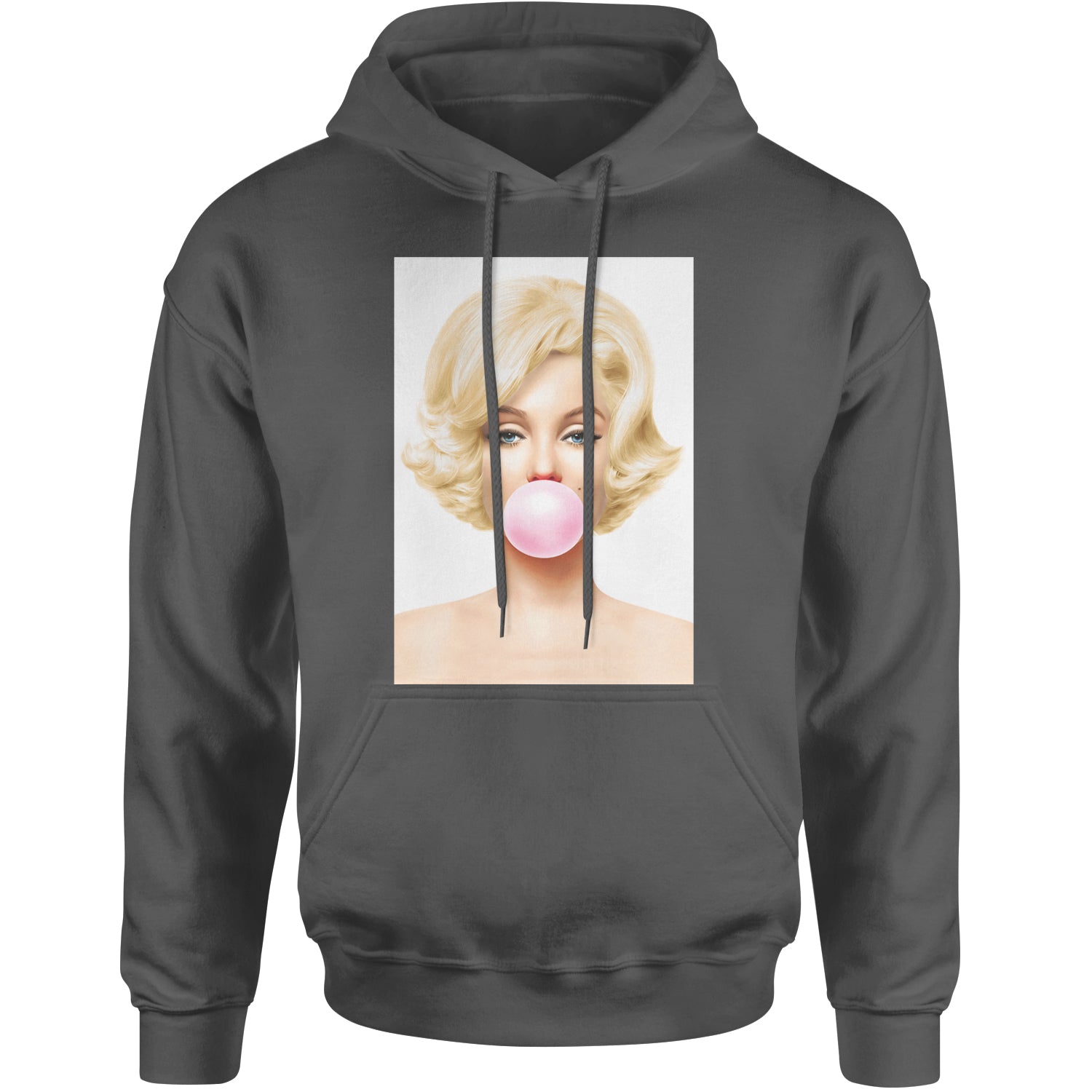 Ms. Monroe Pink Bubble Gum American Icon Adult Hoodie Sweatshirt Charcoal Grey