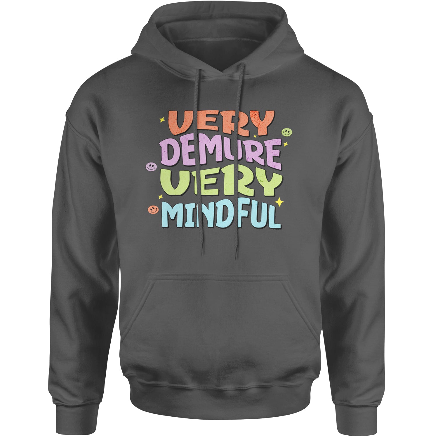 Very Demure, Very Mindful Adult Hoodie Sweatshirt Charcoal Grey