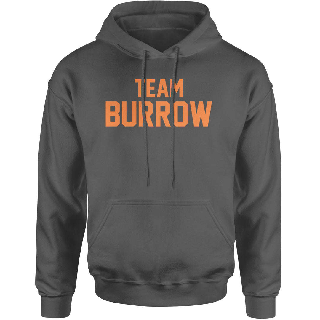 Team Burrow Cincinnati Adult Hoodie Sweatshirt Charcoal Grey