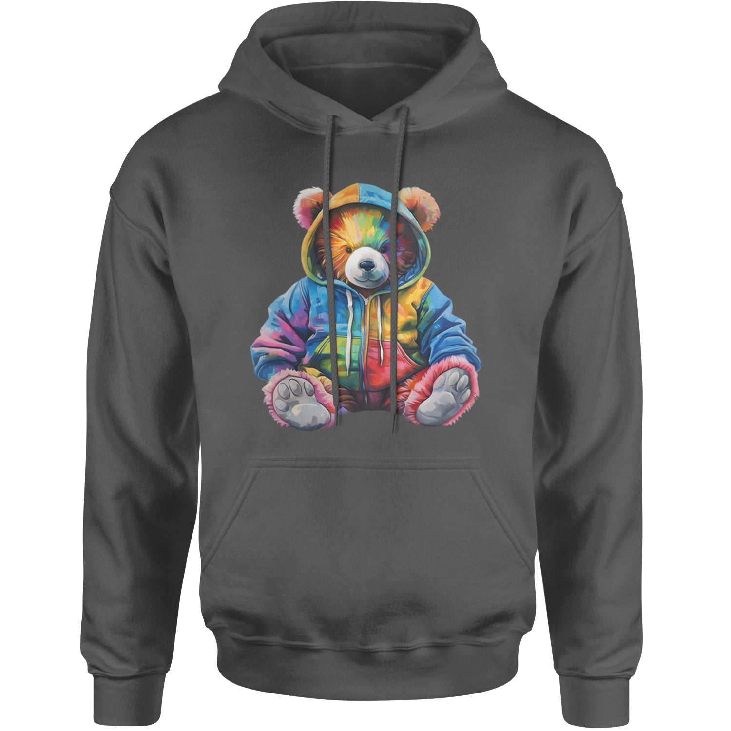 Rainbow Streetwear Urban Graffiti Bear Adult Hoodie Sweatshirt Black