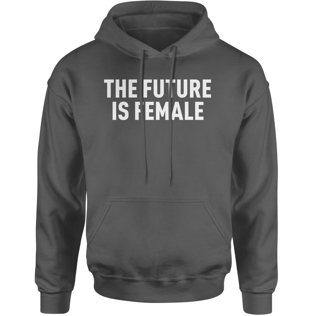 The Future Is Female Feminism  Adult Hoodie Sweatshirt Charcoal Grey