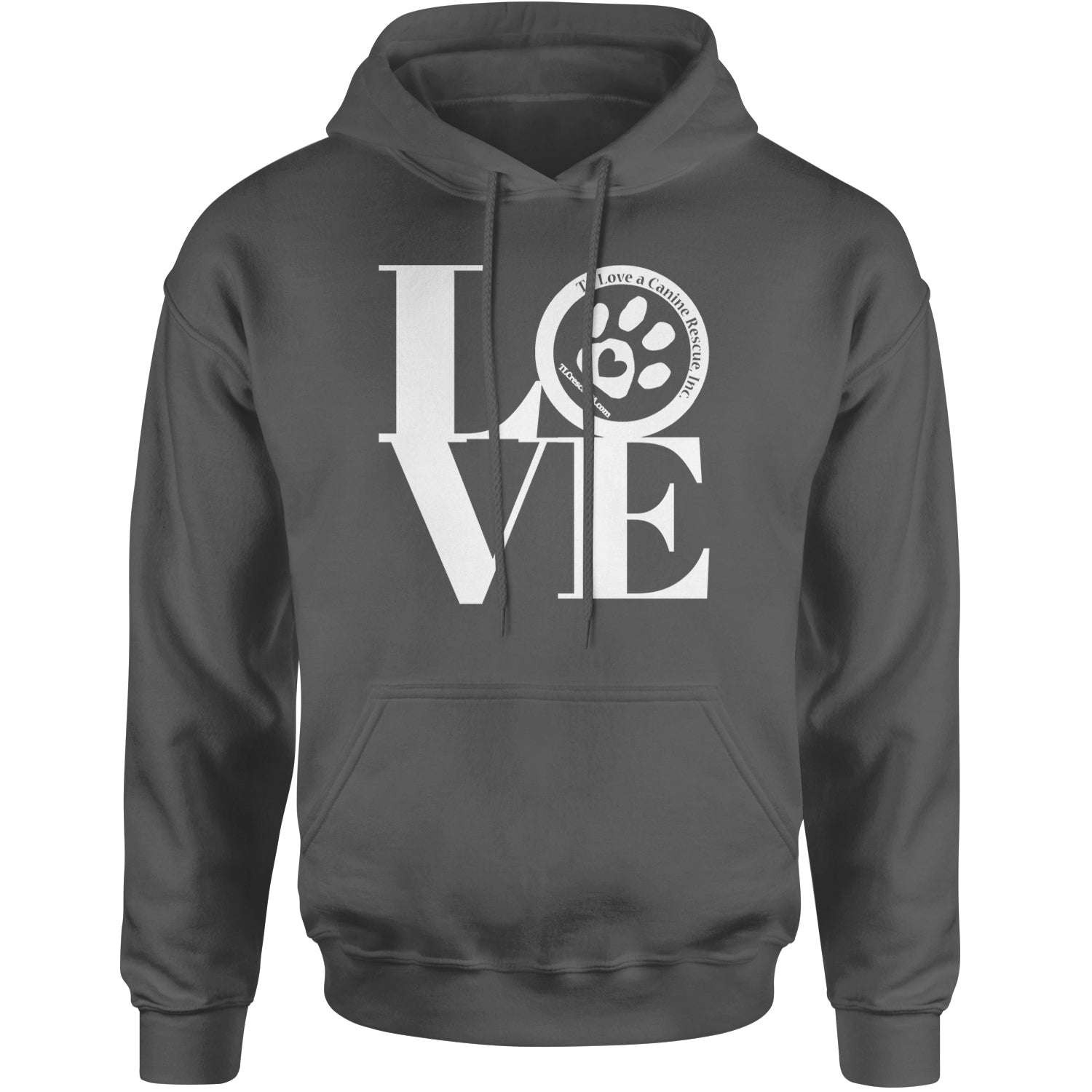 TLC LOVE Dog Rescue Adult Hoodie Sweatshirt Charcoal Grey