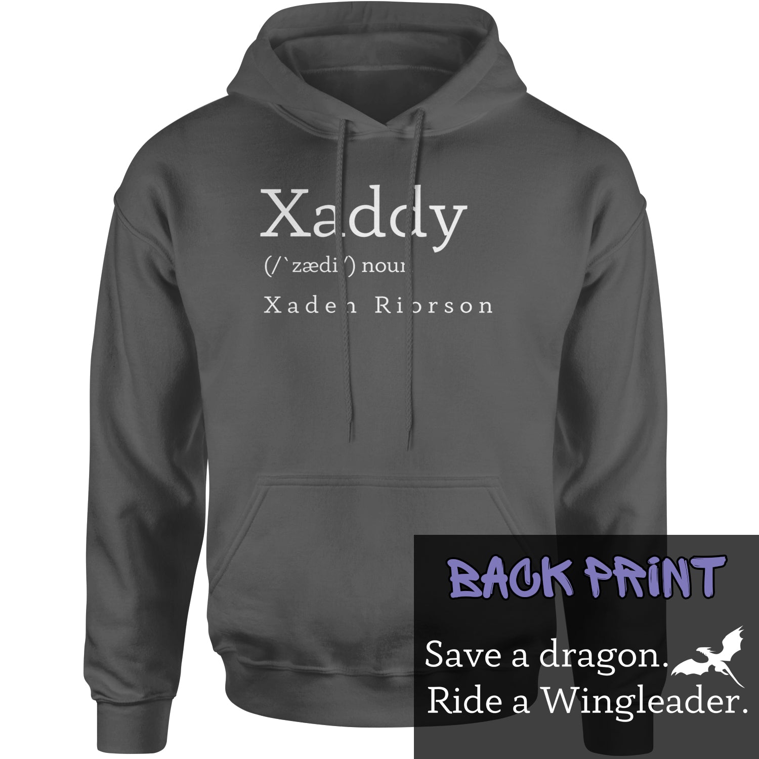 Xaddy Save A Dragon Ride A Wingleader Adult Hoodie Sweatshirt Charcoal Grey