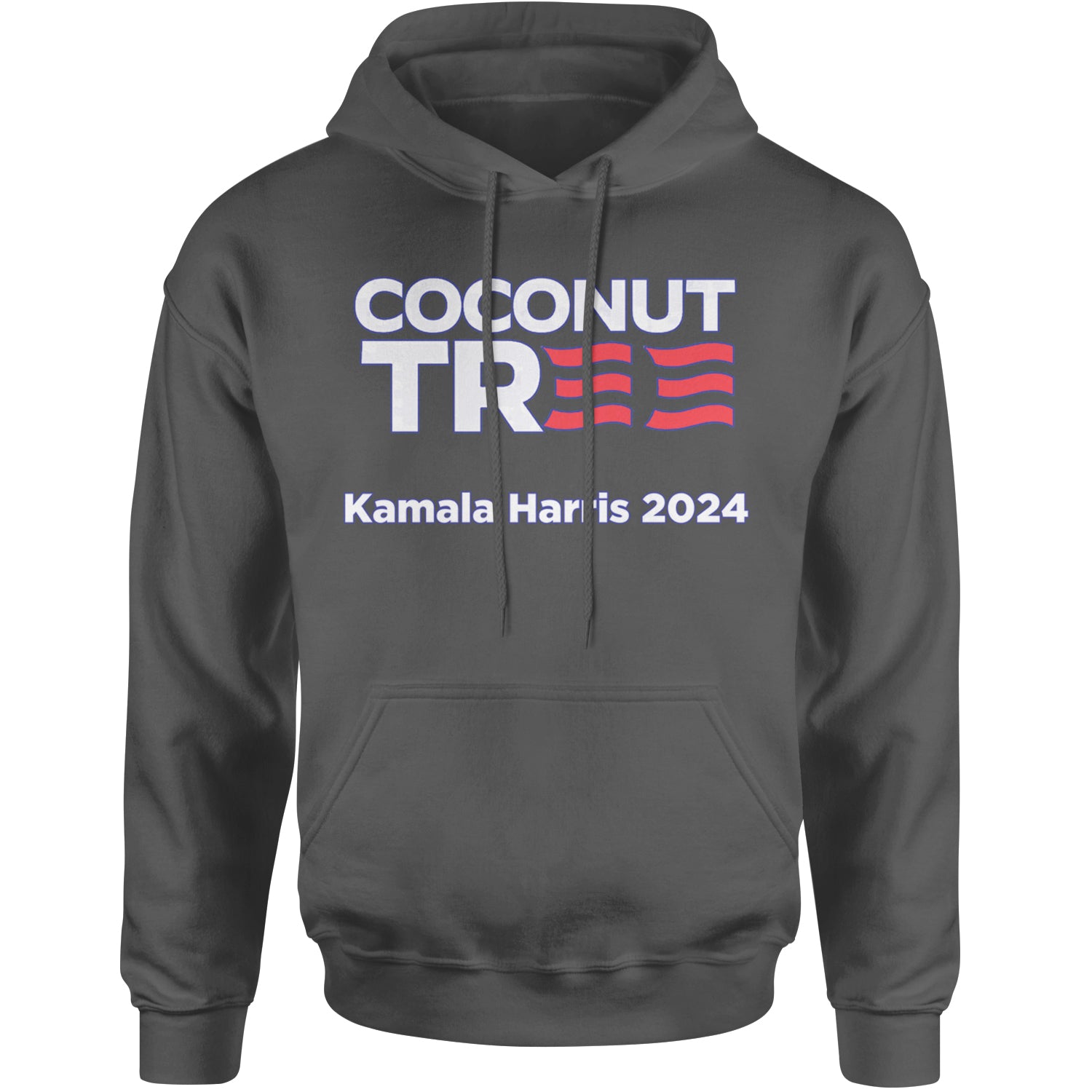 Coconut Tree - Support Kamala Harris For President 2024 Adult Hoodie Sweatshirt Charcoal Grey