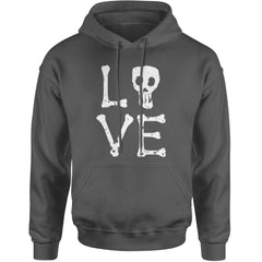 Love Skeleton Bones Adult Hoodie Sweatshirt Charcoal Grey