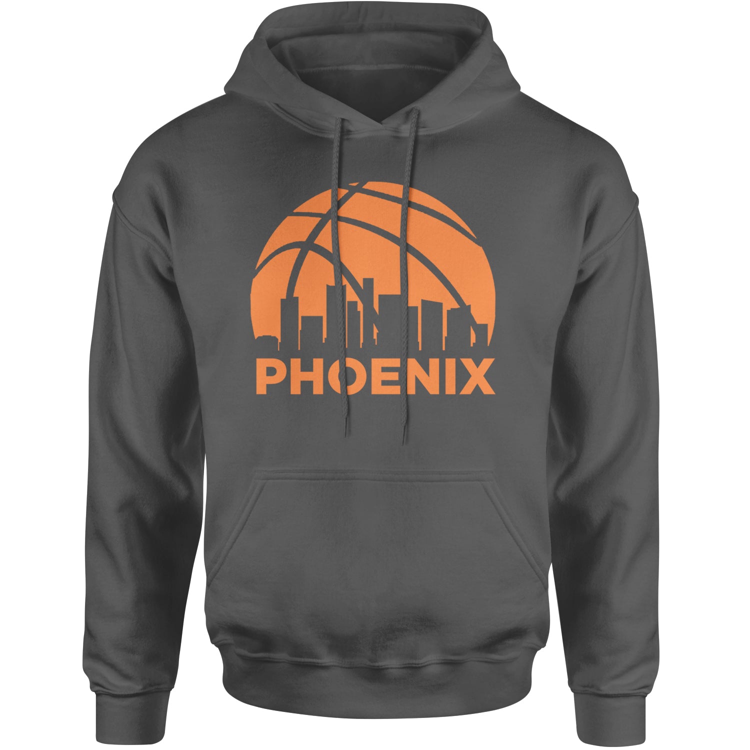 Phoenix Basketball Sunset City Skyline Adult Hoodie Sweatshirt Charcoal Grey