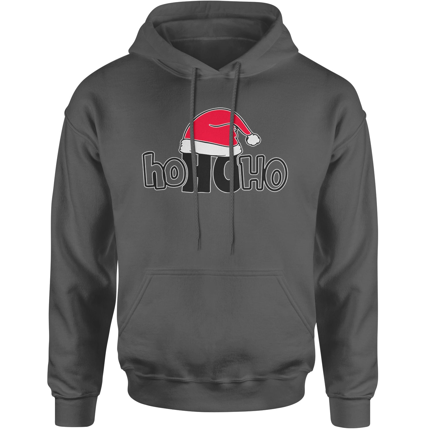 Ho Ho Ho Santa Christmas Hat Adult Hoodie Sweatshirt Charcoal Grey