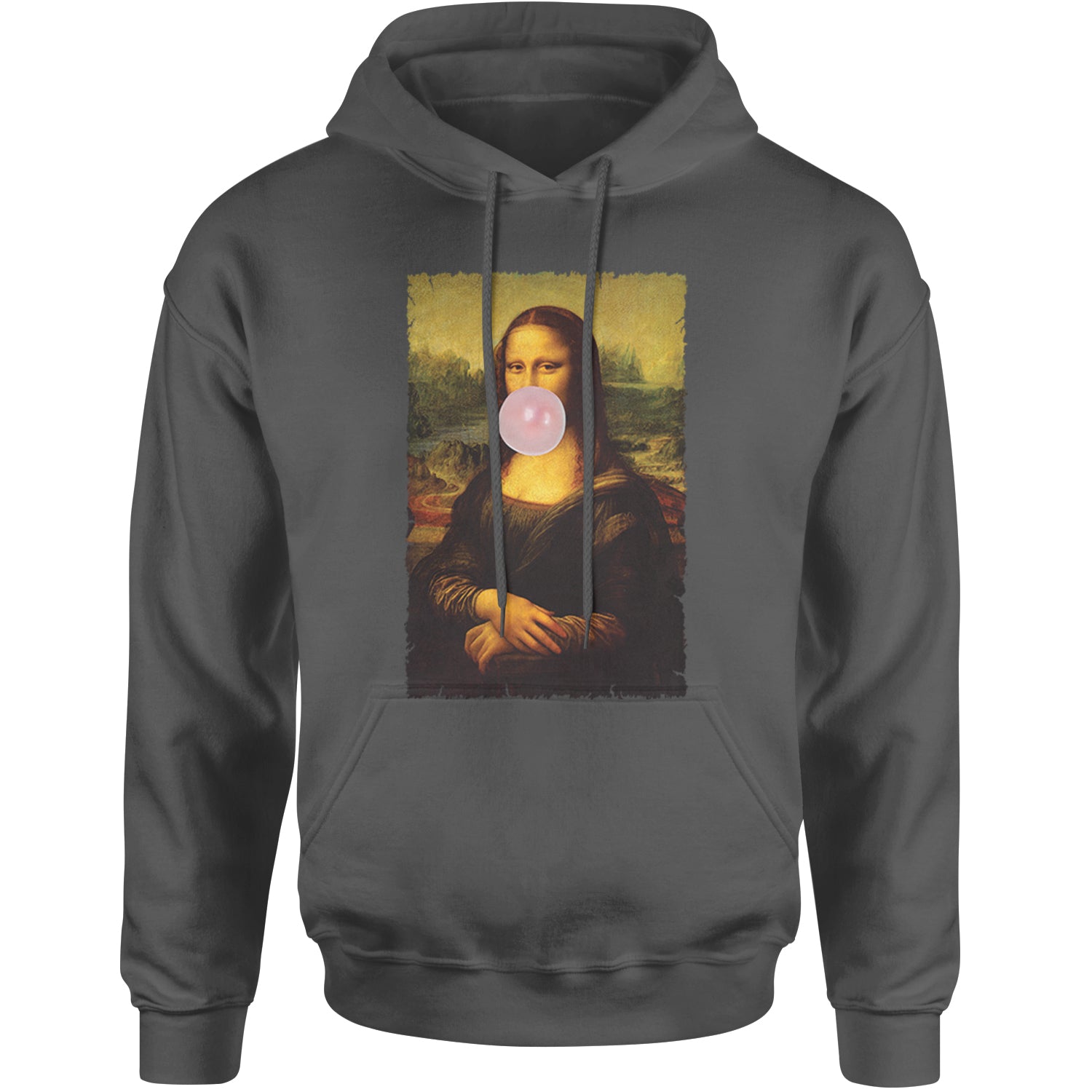 Mona Lisa Smile Pink Bubble Gum Da Vinci Icon Adult Hoodie Sweatshirt Black