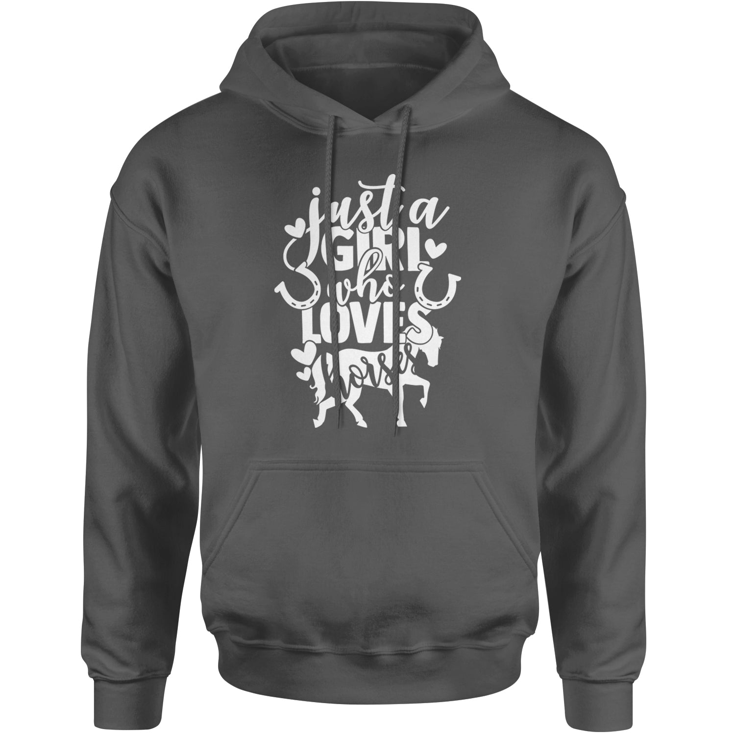 Just A Girl Who Loves Horses Adult Hoodie Sweatshirt Charcoal Grey