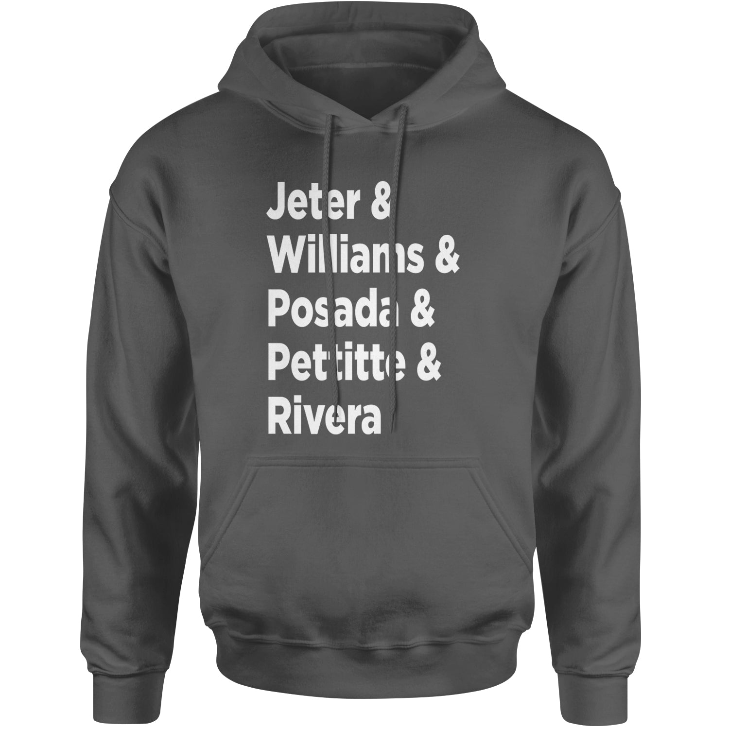 Jeter & Williams & Posada & Pettitte & Rivera Adult Hoodie Sweatshirt Charcoal Grey