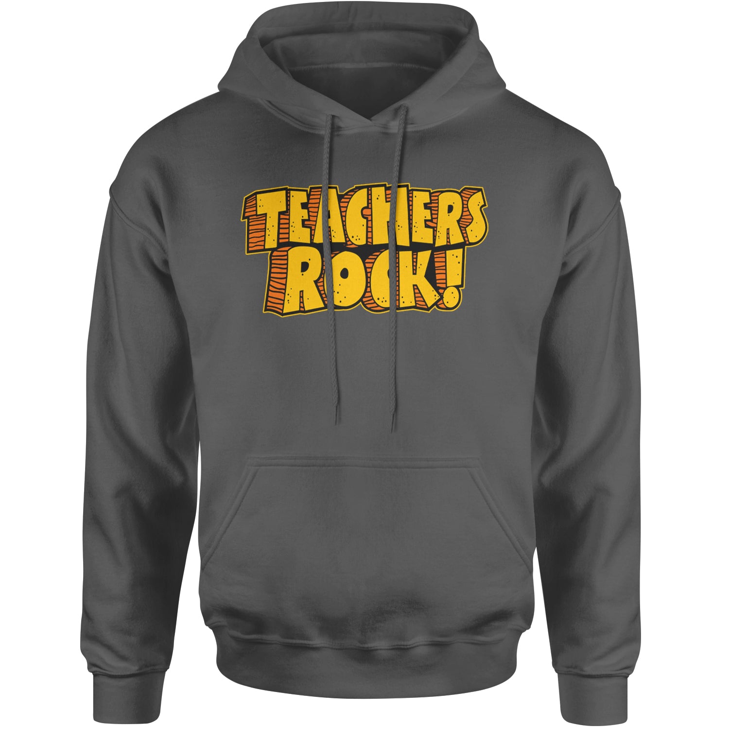 Teachers Rock Retro Adult Hoodie Sweatshirt Charcoal Grey