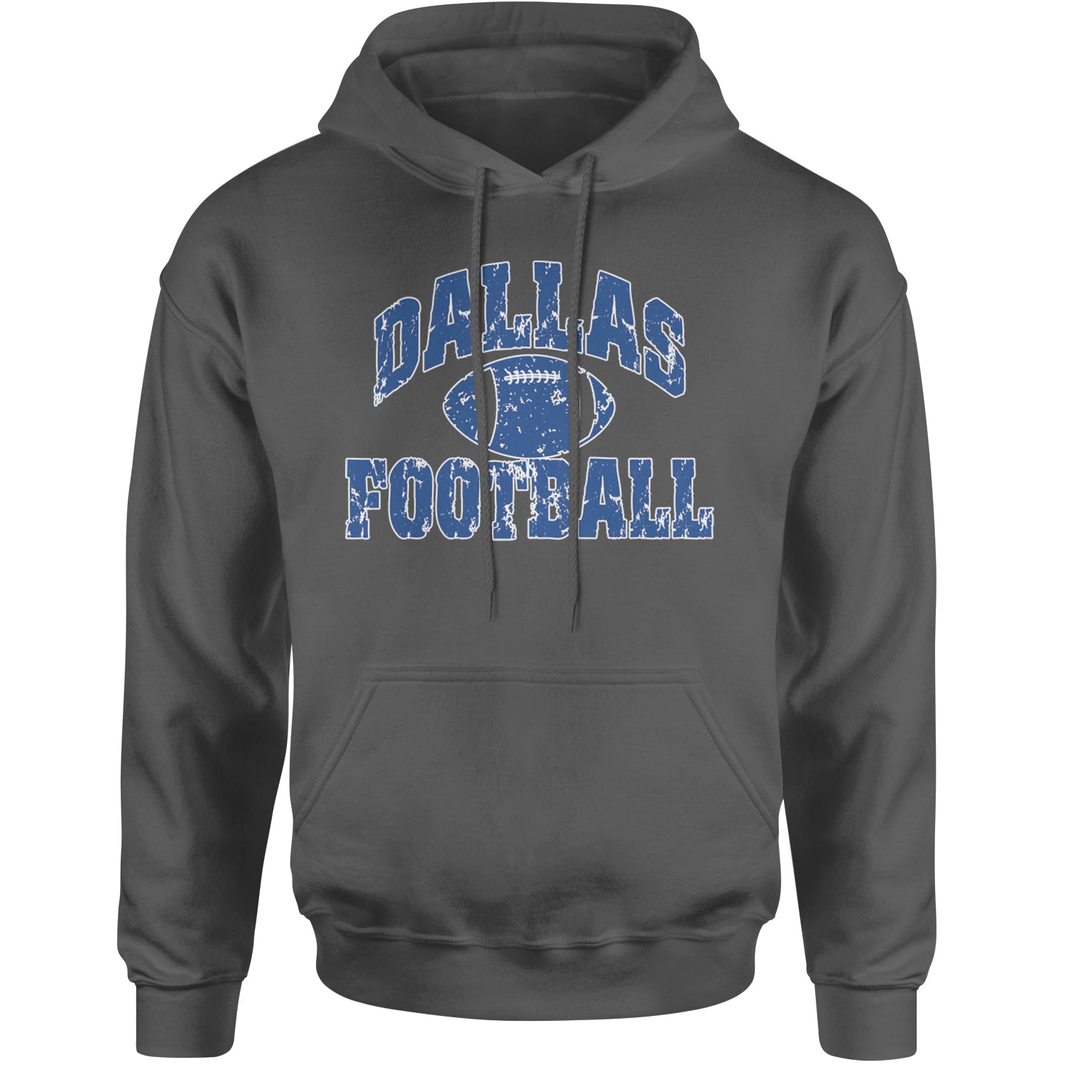 Dallas Distressed Football Adult Hoodie Sweatshirt Charcoal Grey