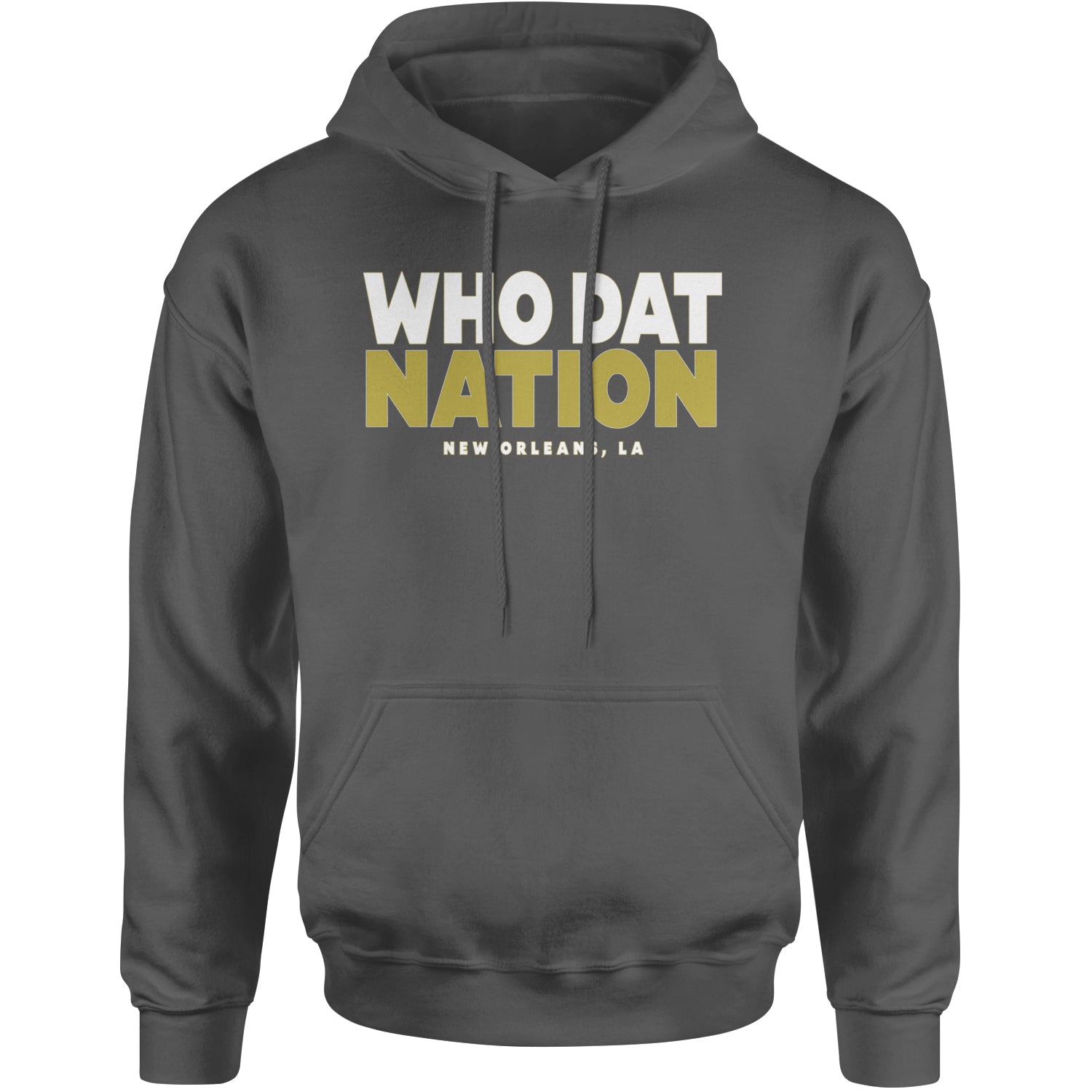 New Orleans Who Dat Nation Adult Hoodie Sweatshirt Charcoal Grey