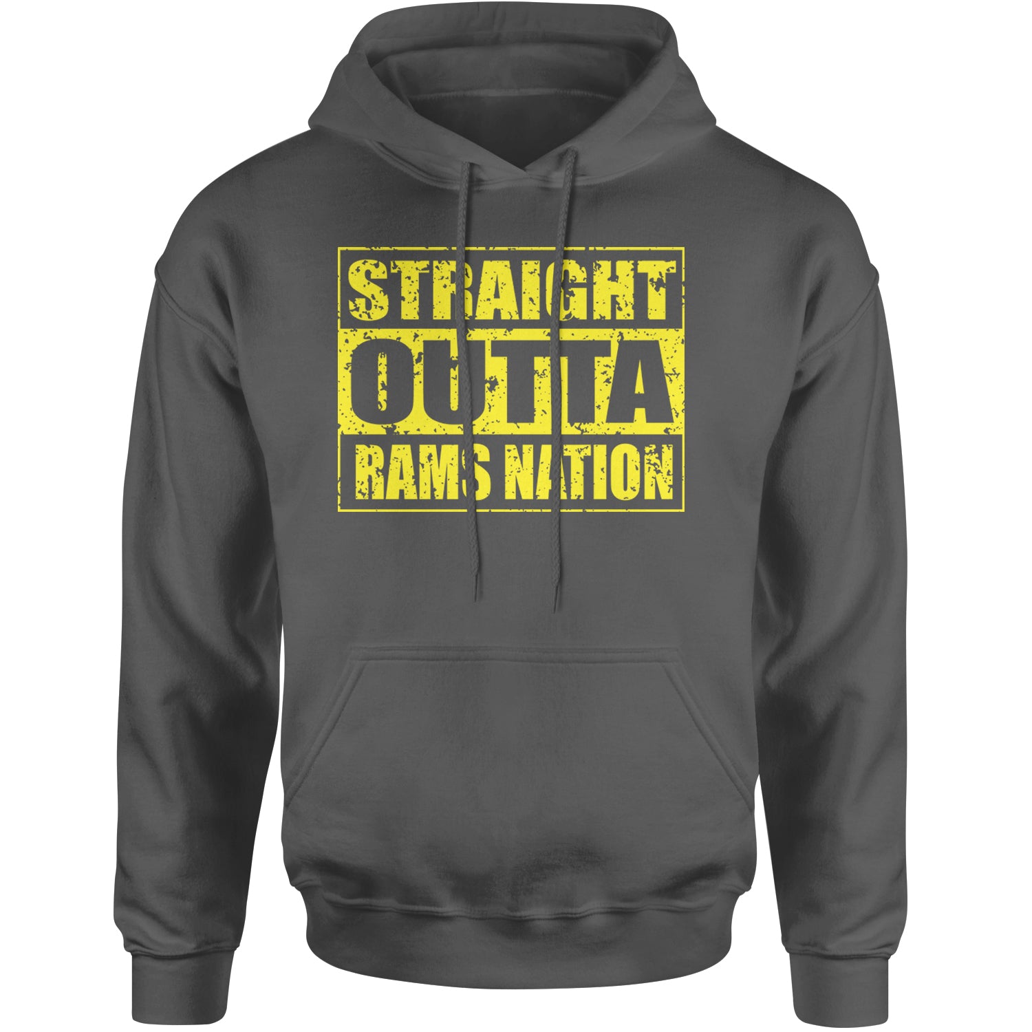 Straight Outta Rams Nation   Adult Hoodie Sweatshirt Charcoal Grey